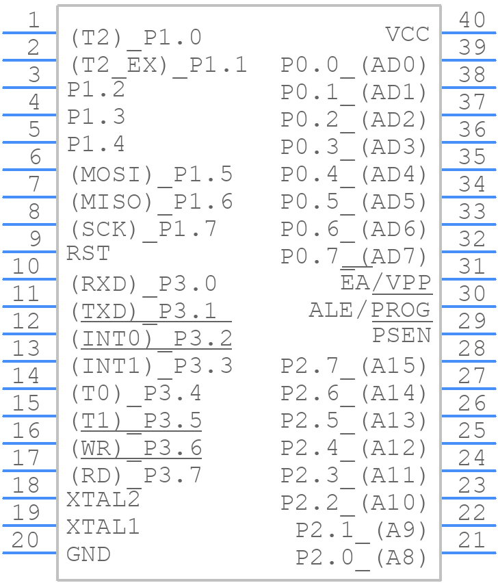 AT89S52-24PU SL383 - Microchip - PCB symbol