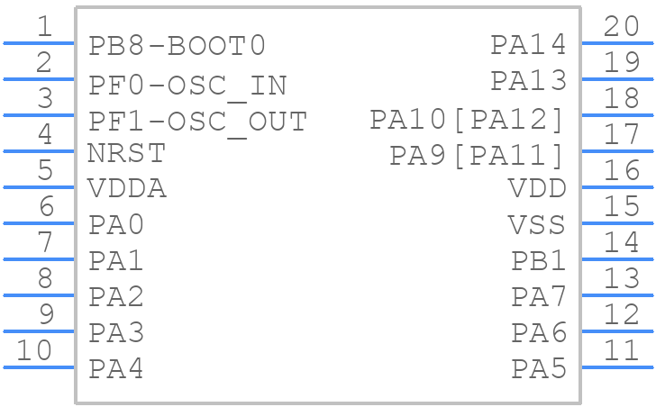 STM32F042F6P7TR - STMicroelectronics - PCB symbol