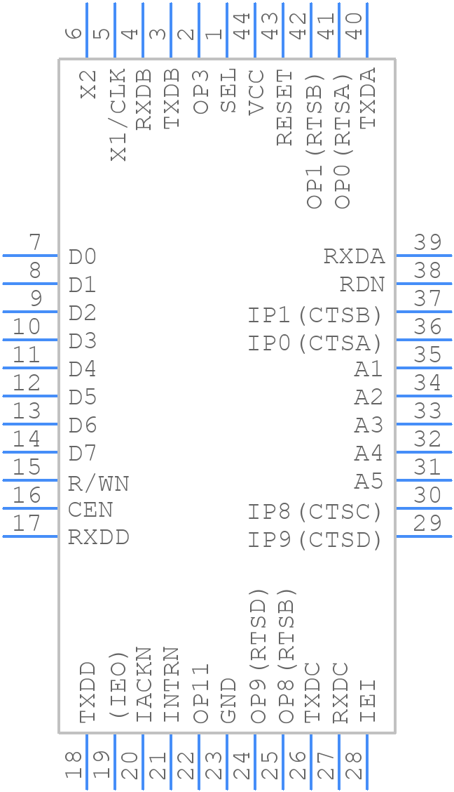XR82C684CJ/44-F - MaxLinear, Inc. - PCB symbol