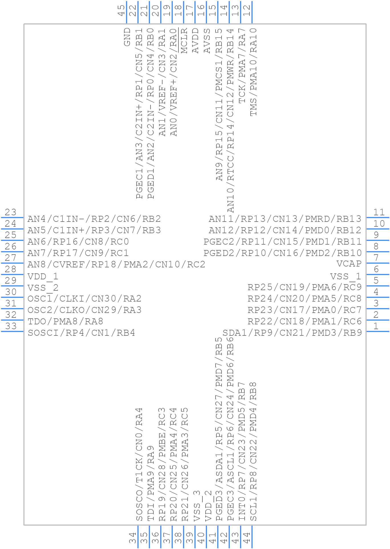 PIC24HJ64GP504-E/ML - Microchip - PCB symbol