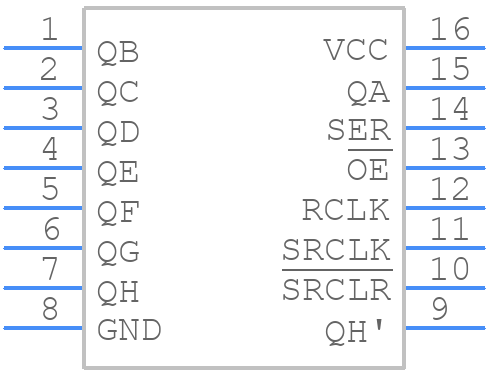 SN74HC595D@1 - Texas Instruments - PCB symbol