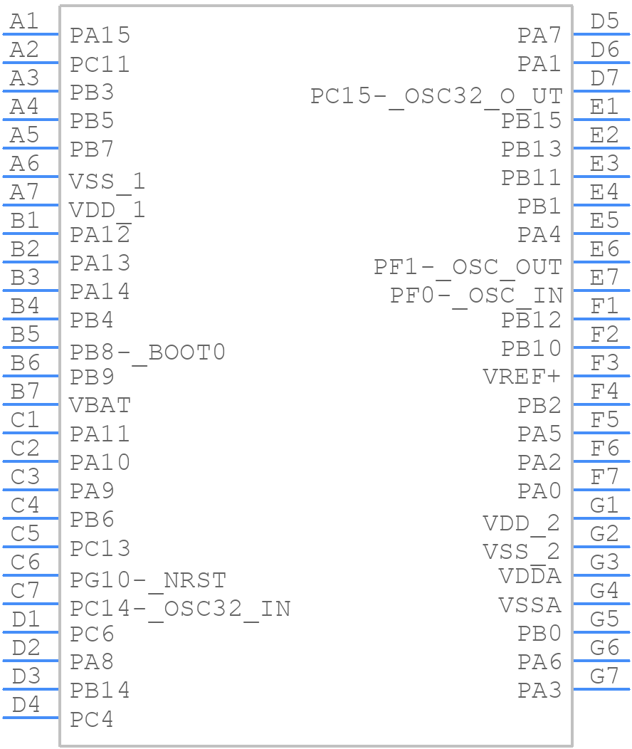 STM32G431CBY3TR - STMicroelectronics - PCB symbol