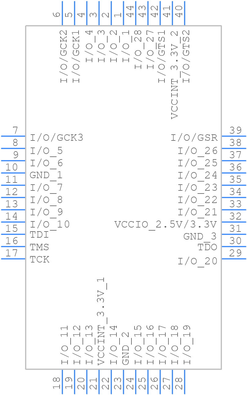 XC9536XL-7PC44C - AMD - PCB symbol