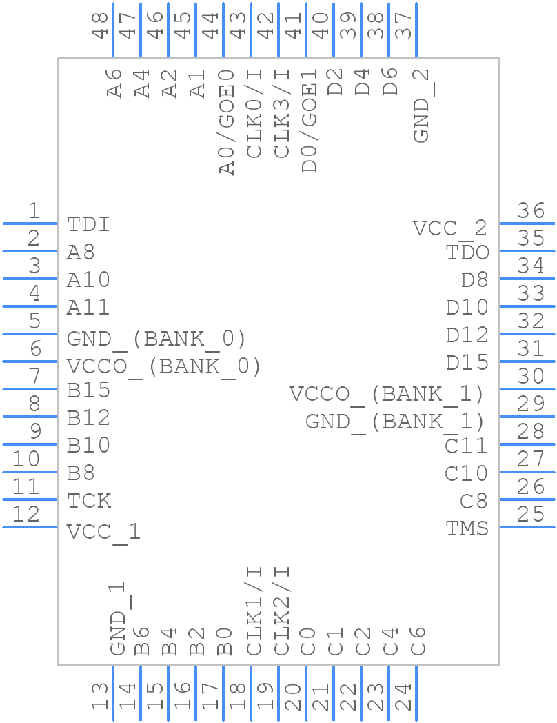 LC4064ZC-75TN48C - Lattice Semiconductor - PCB symbol