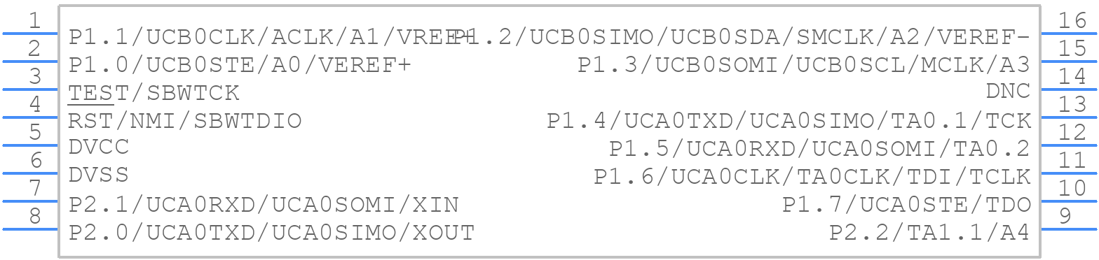 MSP430FR2422IPW16 - Texas Instruments - PCB symbol