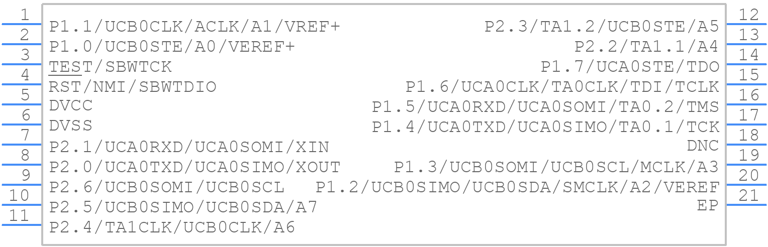 MSP430FR2422IRHLT - Texas Instruments - PCB symbol