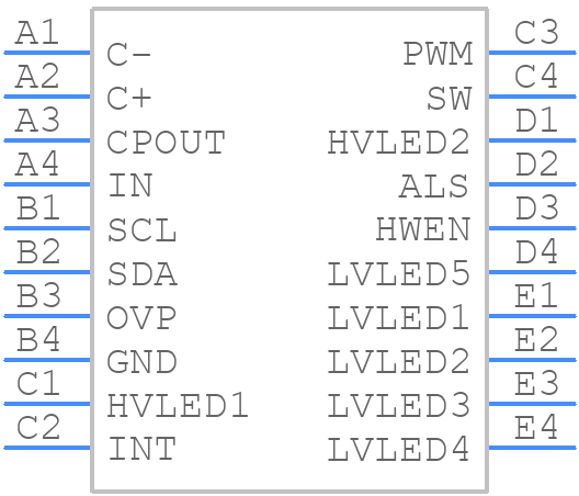 LM3533TMX-40A/NOPB - Texas Instruments - PCB symbol