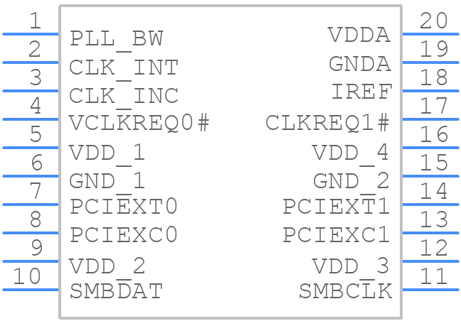9DB102BFILFT - Renesas Electronics - PCB symbol