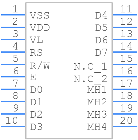 HDM08216H-3-S00S - Hantronix - PCB symbol