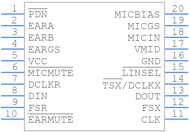 TCM320AC39CDW - Texas Instruments - PCB symbol