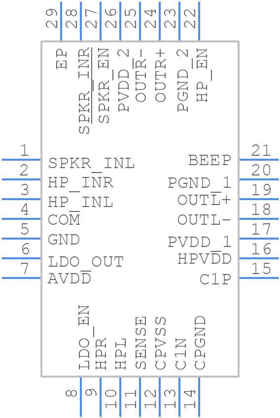 MAX9791BETI+ - Analog Devices - PCB symbol