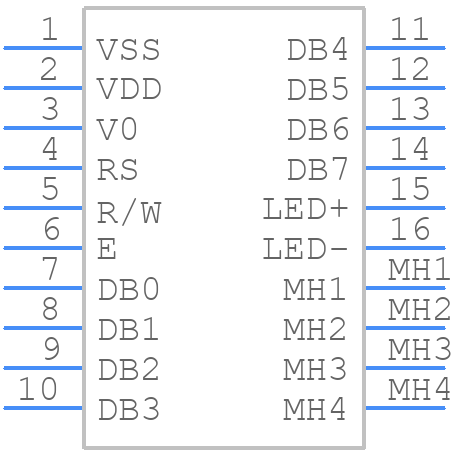 NHD-0116DZ-FL-YBW-33V - Newhaven Display - PCB symbol