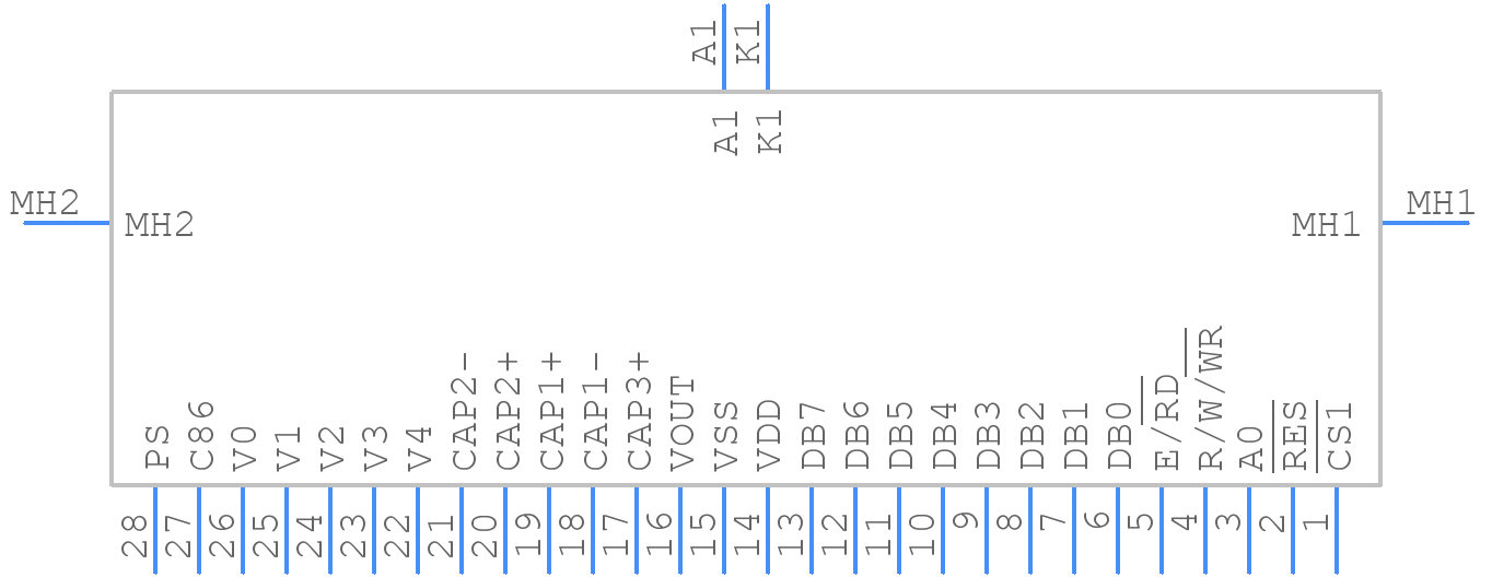 NHD-C12864LZ-NSW-FBW-3V3 - Newhaven Display - PCB symbol