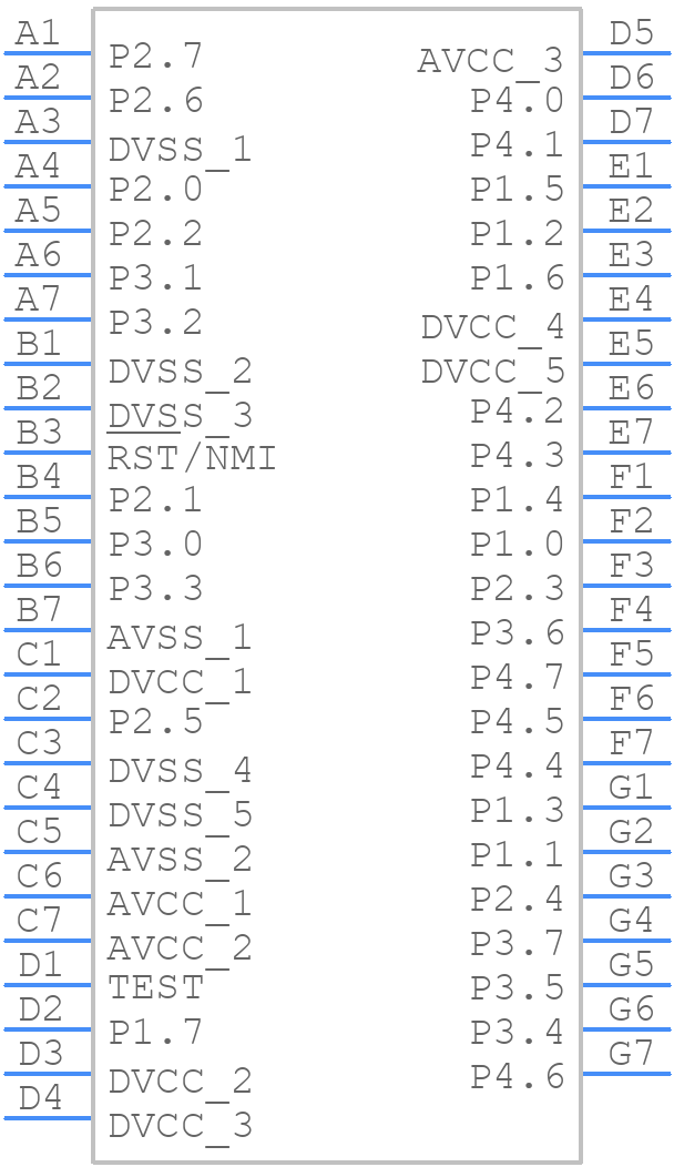 MSP430G2444IYFFR - Texas Instruments - PCB symbol