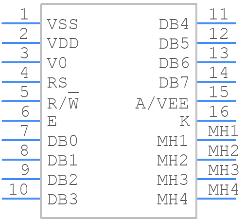 LCD-016N004B-YYH-ET E90 - Vishay - PCB symbol