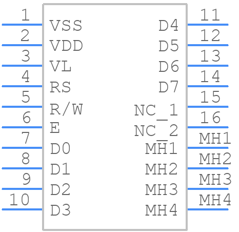 HDM16216H-5-S00S - Hantronix - PCB symbol
