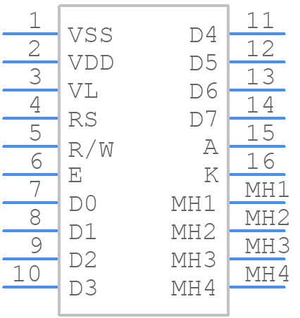 HDM16216L-5-L30S - Hantronix - PCB symbol