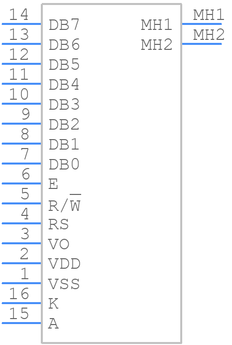 LCM-S01602DTF/M - L.C LED - PCB symbol