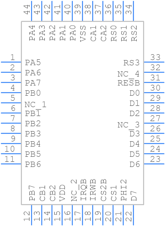 W65C22S6TQG-14 - Western Design Center (WDC) - PCB symbol