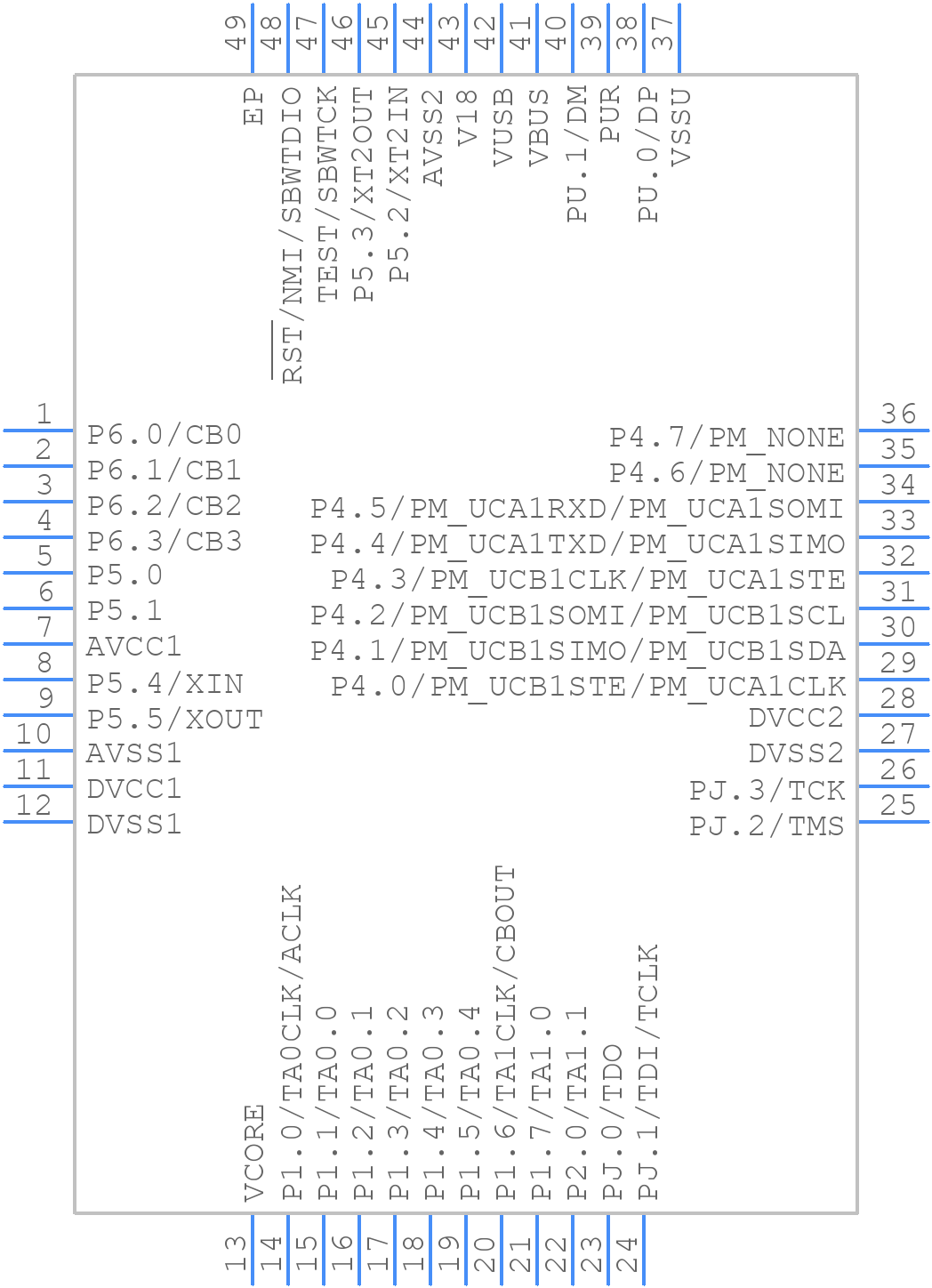 MSP430F5502IRGZT - Texas Instruments - PCB symbol