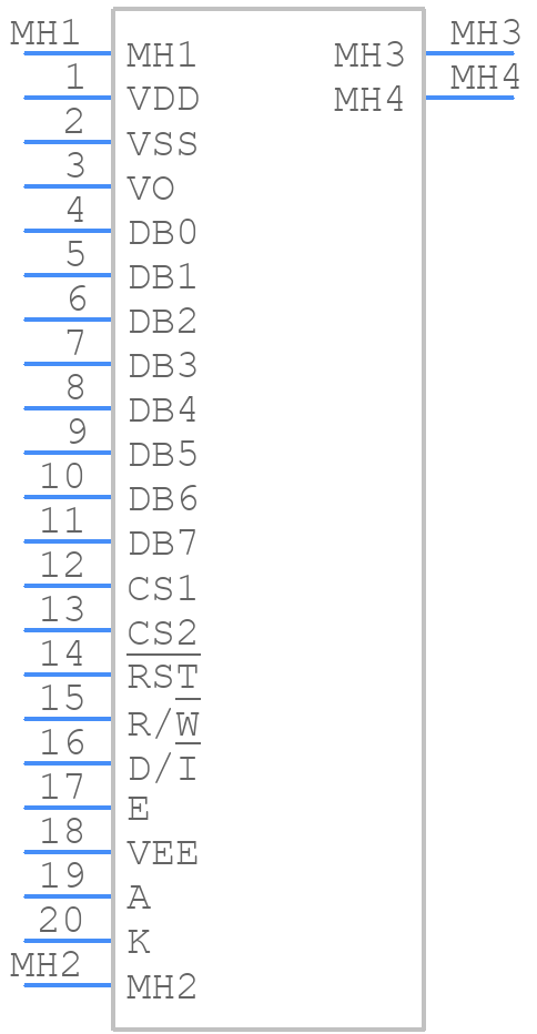 RG12864B-GHW-V - RAYSTAR - PCB symbol