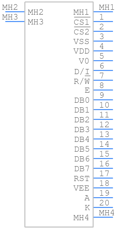 RG12864C-GHW-V - RAYSTAR - PCB symbol