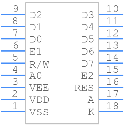 EADIP122B-5NLW - Display Visions - PCB symbol