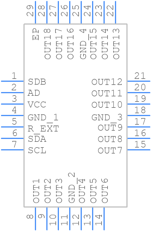 IS31FL3209-QFLS4-TR - Lumissil Microsystems - PCB symbol