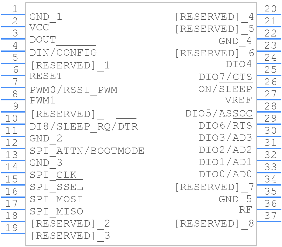 XB9X-DMUS-011 - Digi International - PCB symbol