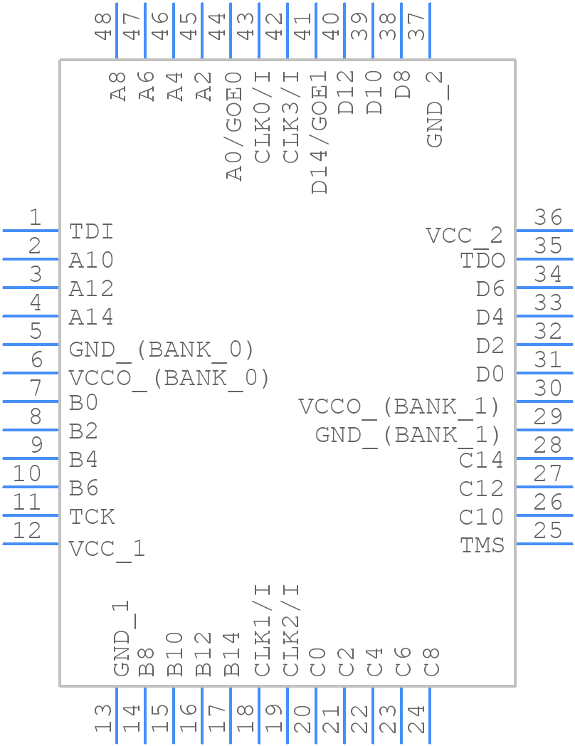LC4064B-75TN48C - Lattice Semiconductor - PCB symbol