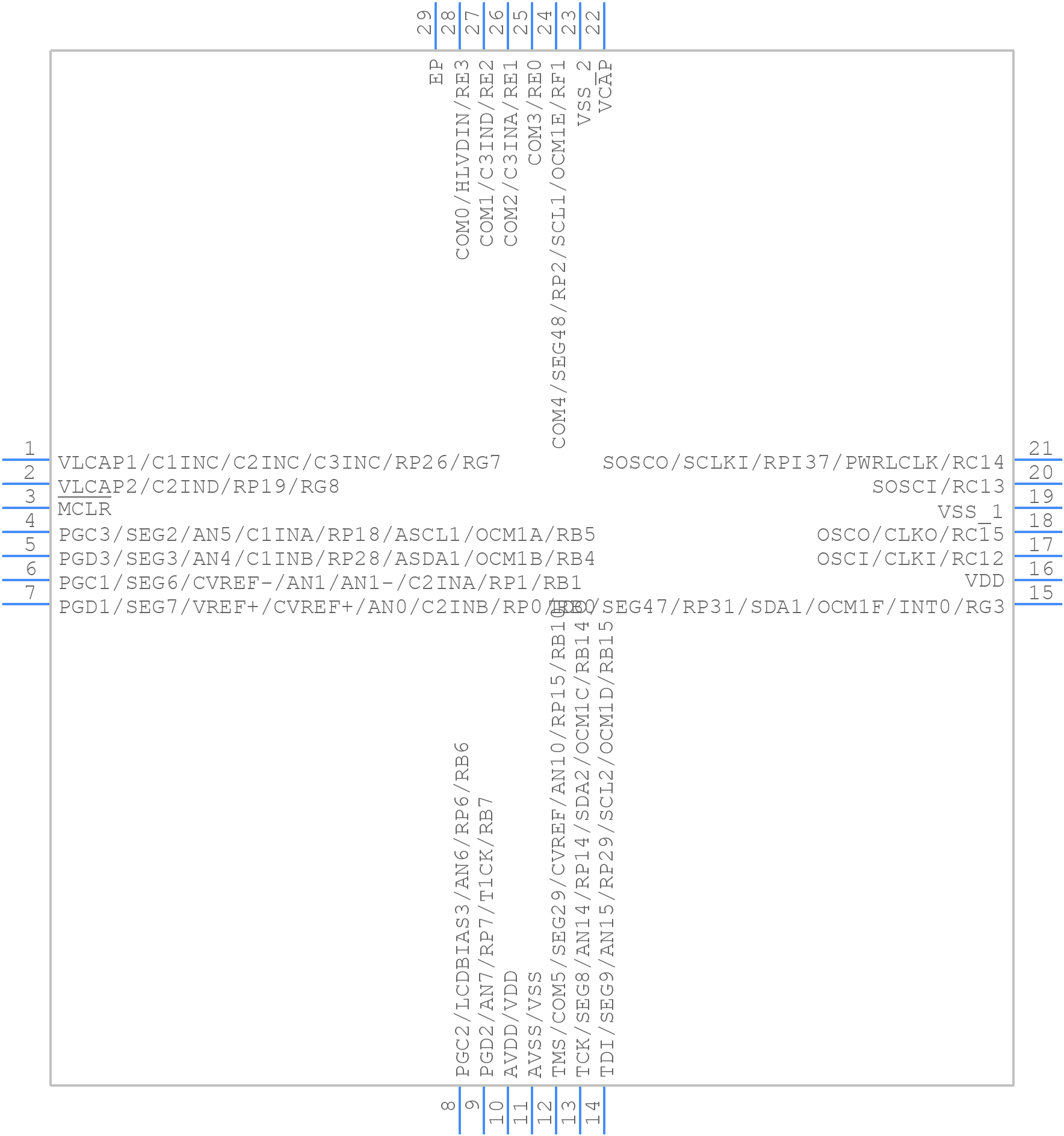 PIC24FJ128GL302-I/MV - Microchip - PCB symbol