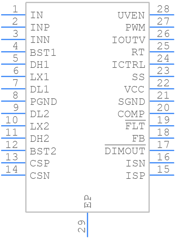 MAX25600AUI/V+ - Analog Devices - PCB symbol
