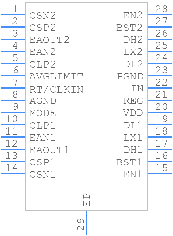 MAX15034BAUI+T - Analog Devices - PCB symbol
