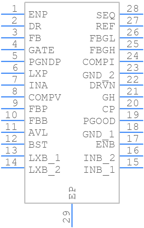MAX16929EGUI/V+T - Analog Devices - PCB symbol