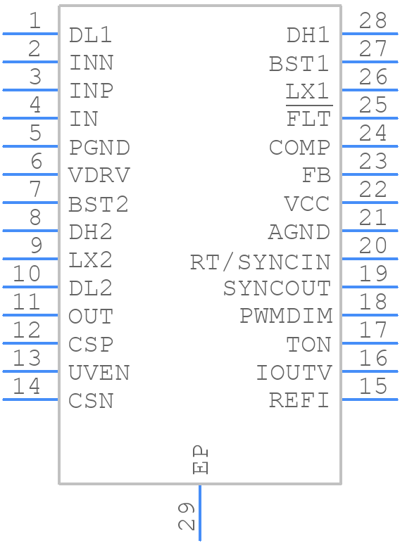 MAX25601DAUI/V+ - Analog Devices - PCB symbol