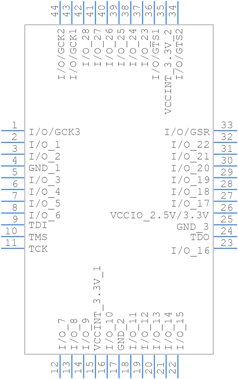 XC9572XL-7VQ44I - AMD - PCB symbol