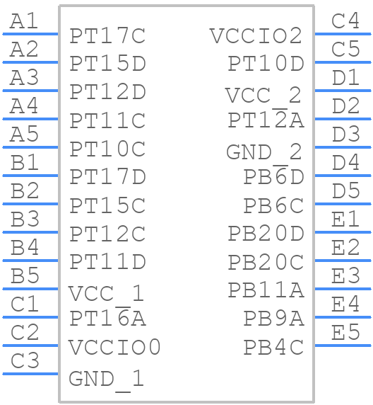 LCMXO2-1200ZE-1UWG25ITR1K - Lattice Semiconductor - PCB symbol