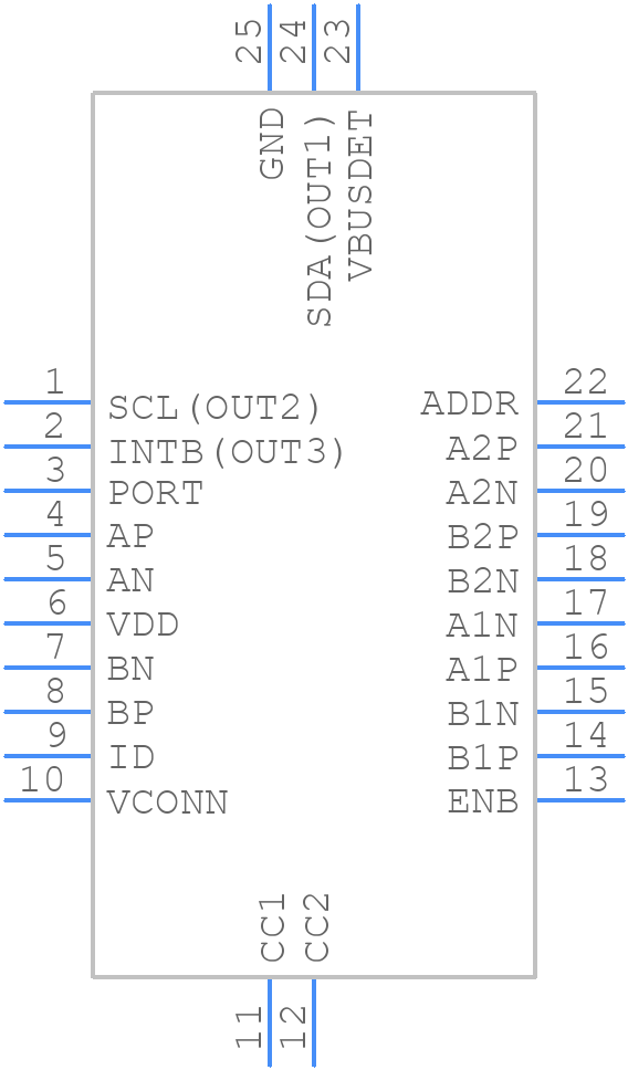 PI5USB30213XEAEX - Diodes Incorporated - PCB symbol
