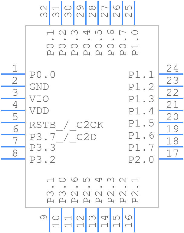 EFM8BB31F32I-D-QFP32 - Silicon Labs - PCB symbol