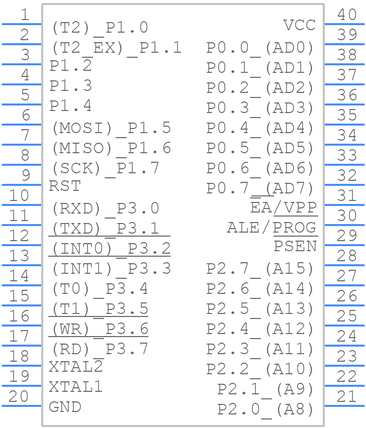 AT89LS52-16PU - Microchip - PCB symbol