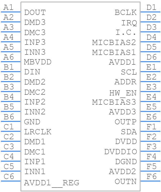 MAX98050ENX+T - Analog Devices - PCB symbol