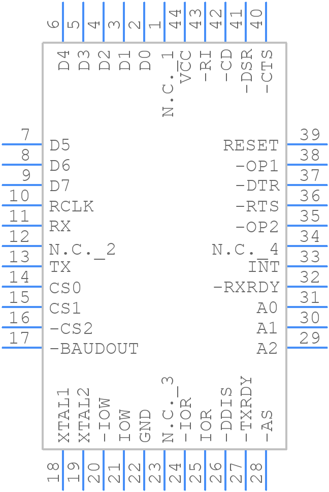 ST16C550CJ44 - EXAR - PCB symbol