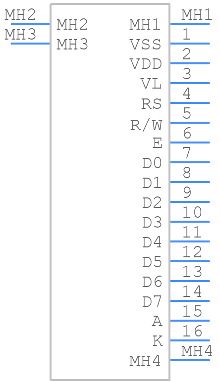 HDM20416L-1-L30S - Hantronix - PCB symbol