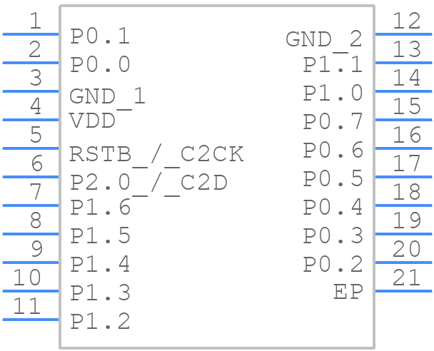 EFM8BB10F2G-A-QFN20R - Silicon Labs - PCB symbol