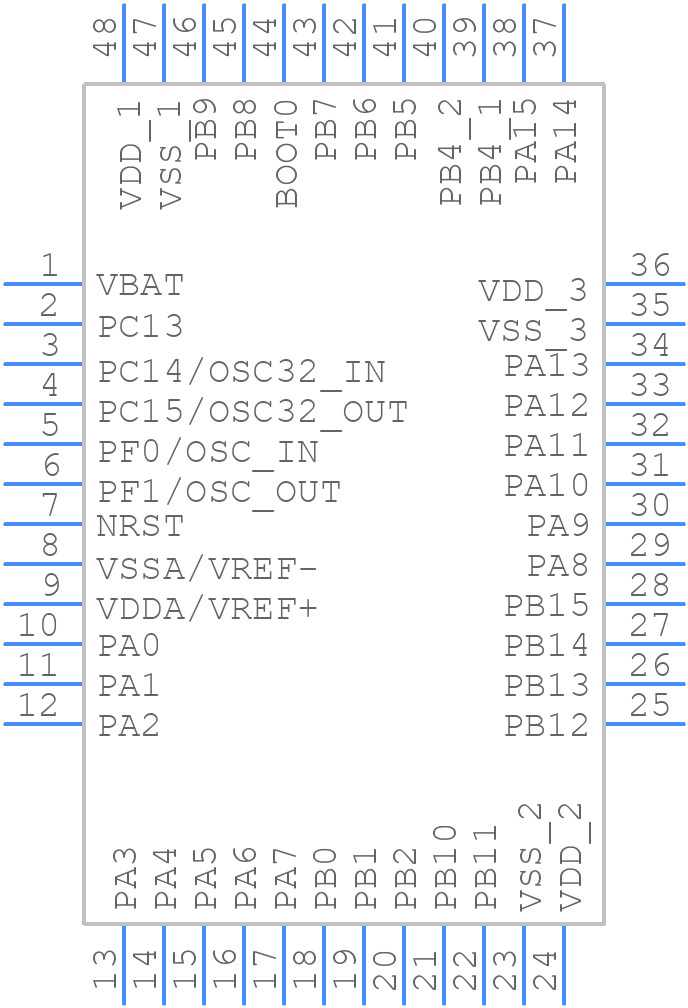 STM32F303C6T6XXX - STMicroelectronics - PCB symbol