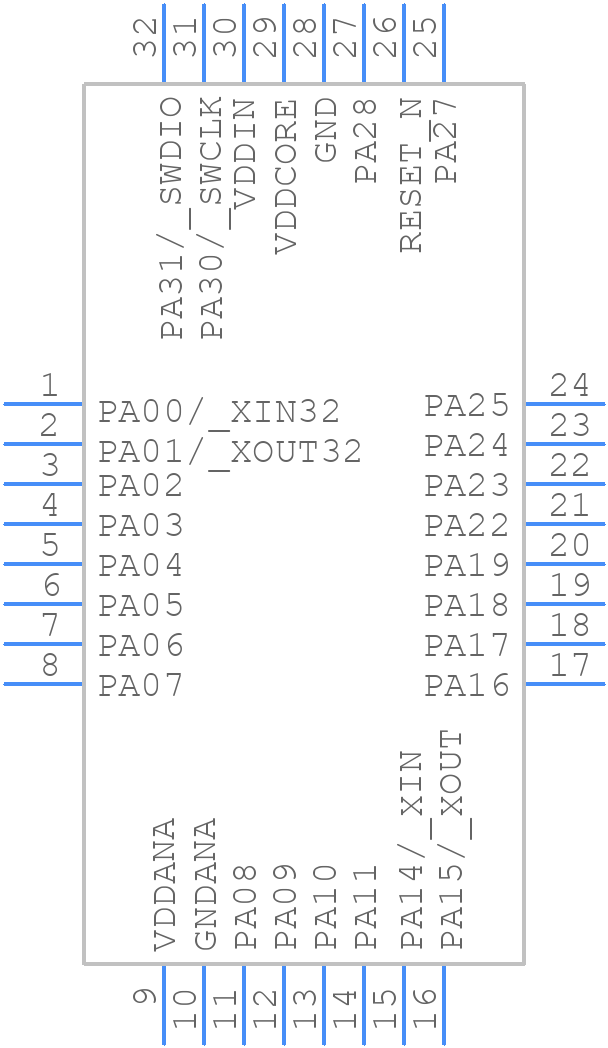 PIC32CM1216MC00032-I/PT - Microchip - PCB symbol