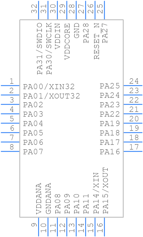 PIC32CM6408MC00032-I/PT - Microchip - PCB symbol