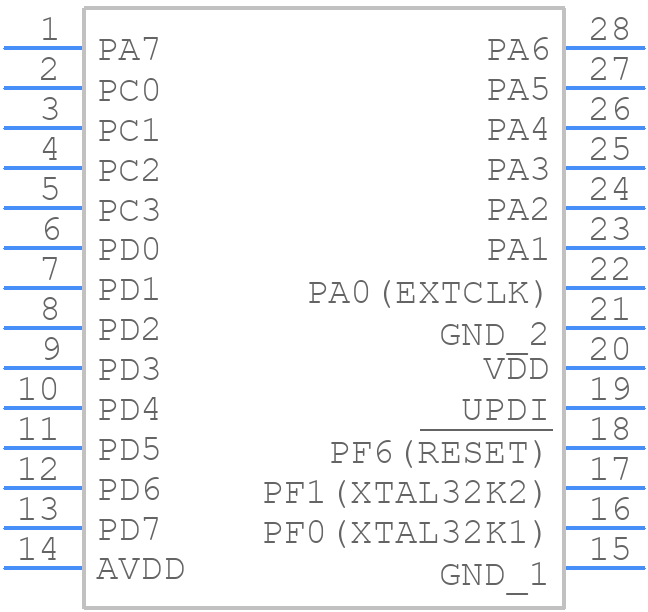 AVR32DA28-E/SP - Microchip - PCB symbol