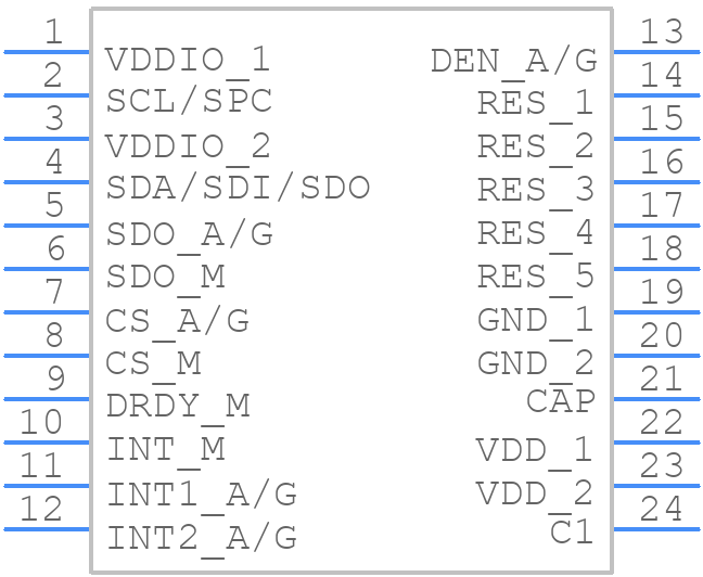 LSM9DS1 - STMicroelectronics - PCB symbol