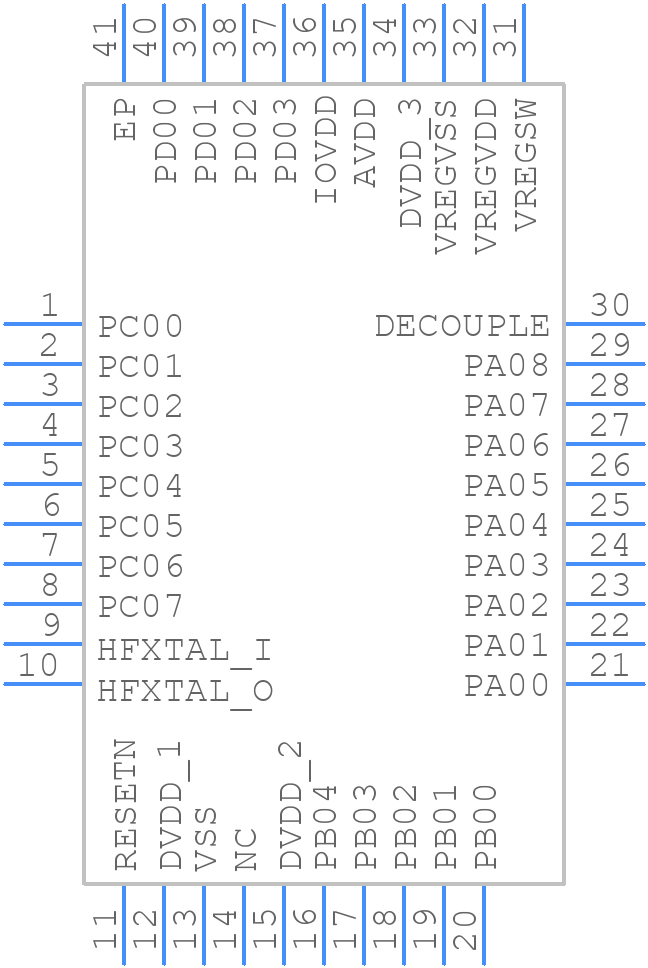 EFM32PG22C200F64IM40-CR - Silicon Labs - PCB symbol